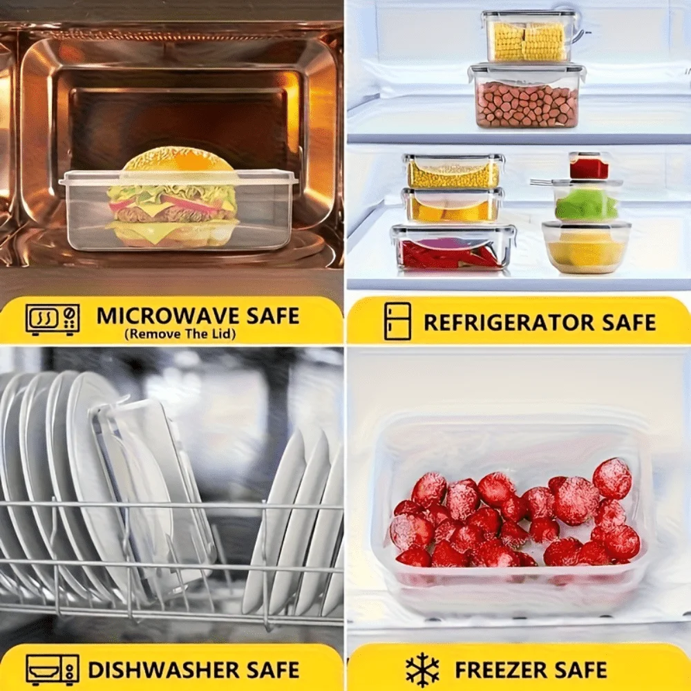 50 Pcs Food Storage Containers With Airtight Lids Modern Clear Plastic Meal Prep Lunch Boxes Leakproof Stackable Containers Set For Fruits Leftovers Refrigerator Kitchen Pantry Storage Organization Housewarming Gift