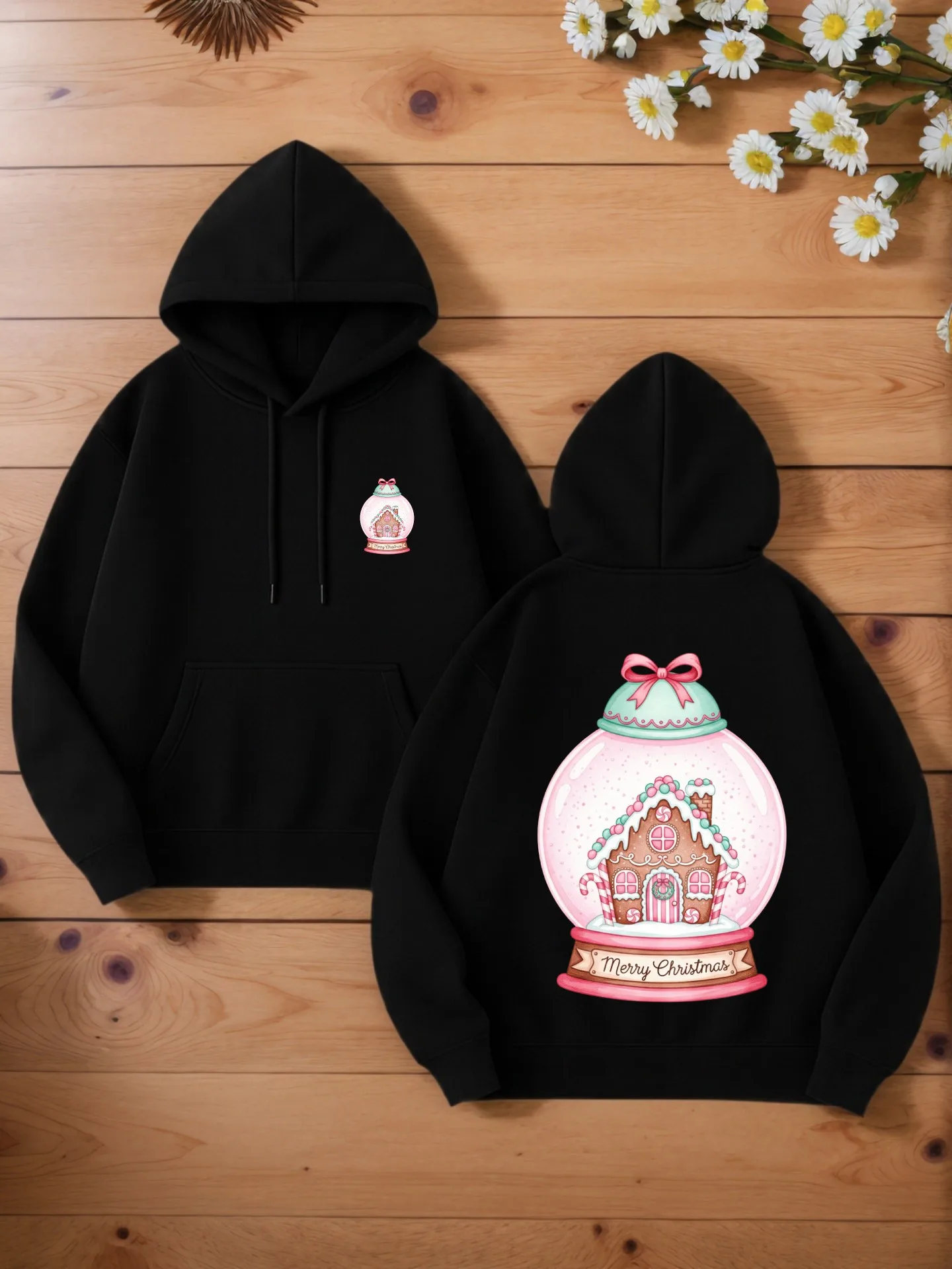 

Мужская толстовка с рисунком, Рождественский тематический принт, Повседневный стиль, Флисовая подкладка, Для мужчин, Для повседневной носки