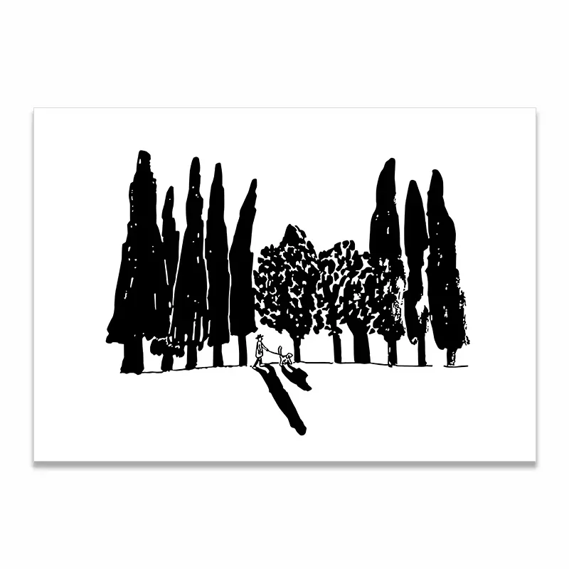 1pc Scandinavian Minimalist Art Poster Modern Korean Black and White Anime Style Puppy and Couple Illustration Home Office De
