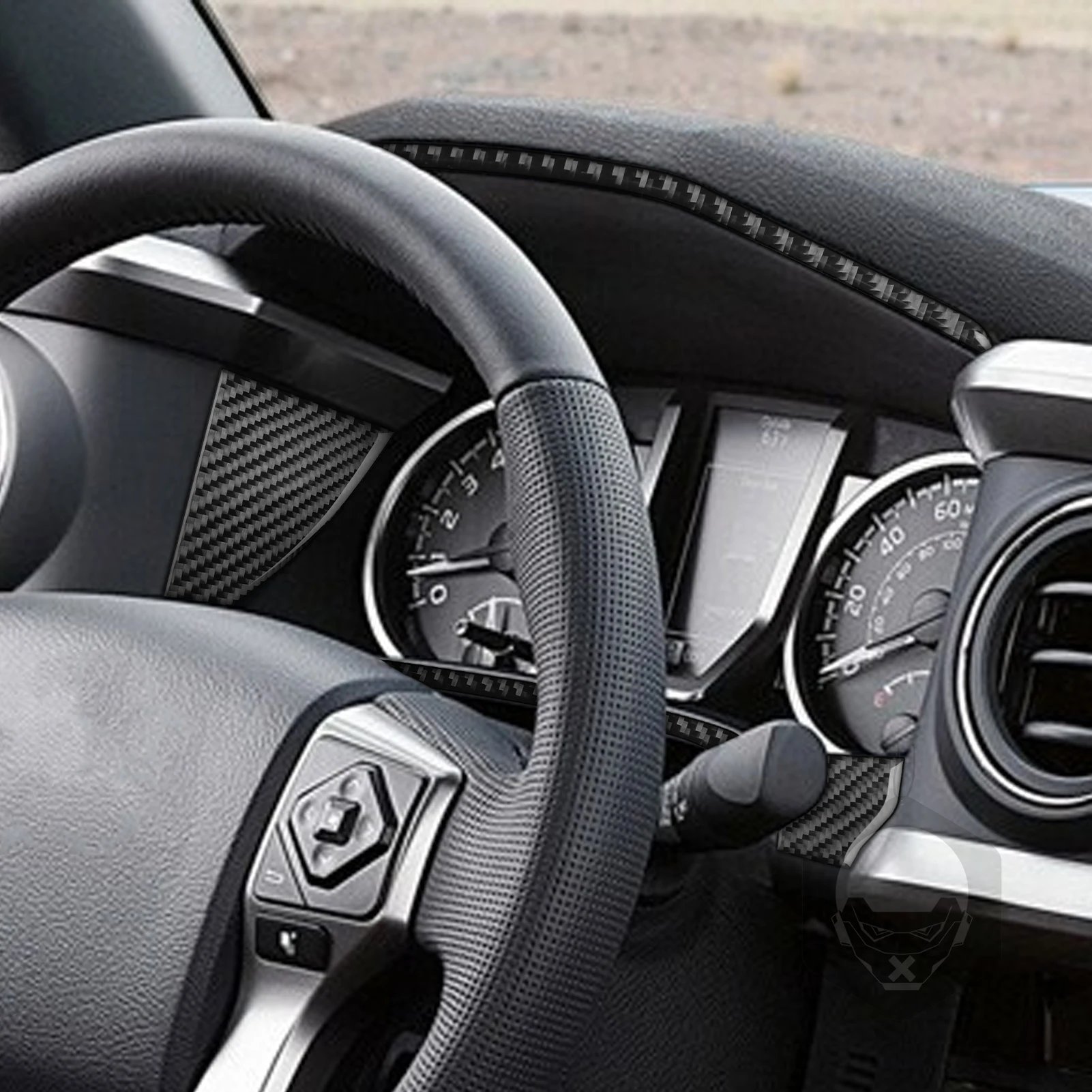 For Toyota Tacoma 2016-2021 Carbon Fiber Dashboard Speedometer Panel Trim Strips Car Interior Decoration Accessories Sticker