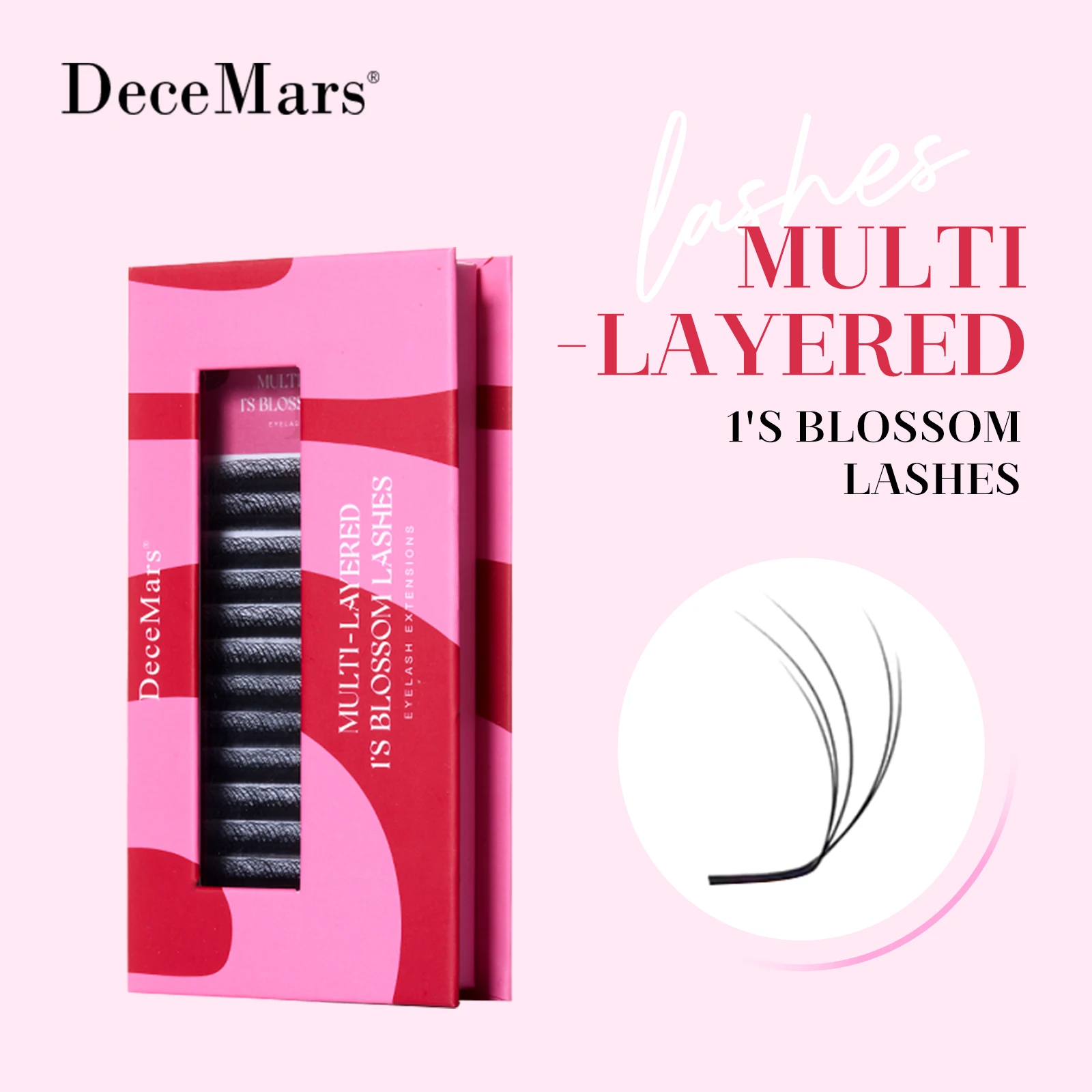 DeceMars Mehrschichtige 1'S Blossom Wimpernverlängerung Wild Camellia Lashes 12 Reihen für Make-up