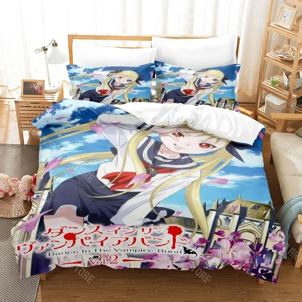 3D Printed Dance In The Vampire Bund Bedding Set for Boys Girls Duvet Cover Pillowcase Twin Queen King Full Single Double Sizes