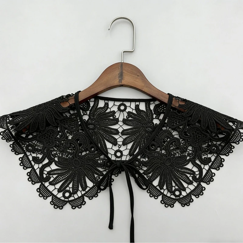 Embroidery Lace Hollowed Out Lapel Shawl Decorative Collar Shirt Sweater Shoulder Wrap Detachable Fake Collar