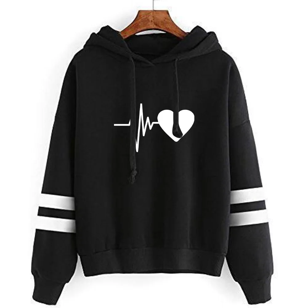 

Popular Sweet Cute Finger Heart Love You Hip Hop Sweatshirt Spring Autumn Long Sleeve Women Hoody Hoodies Outerwears with Hat