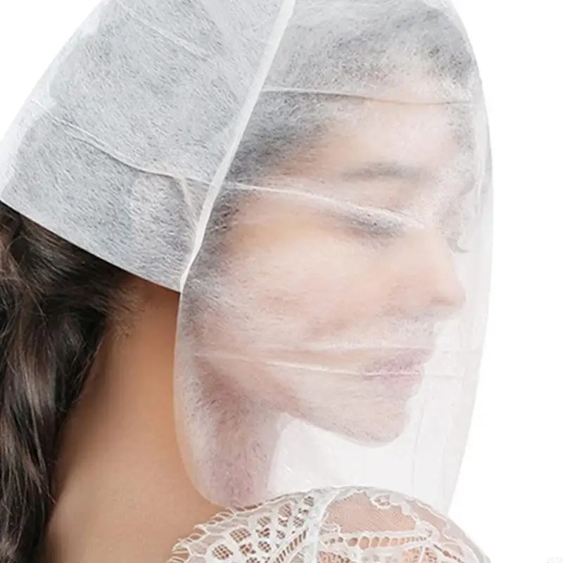 28TA 100 Pcs Makeup Protector Hood Breathable Cosmetic Mask Makeup Face Cover Beauty Makeup and Clothing Protector