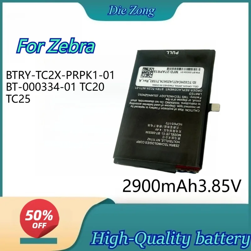 High-quality2900mAh  BT-000334 Batteries for Zebra BTRY-TC2X-PRPK1-01 BT-000334-01 TC20 TC25 PDA Smart Barcode Scanner Battery