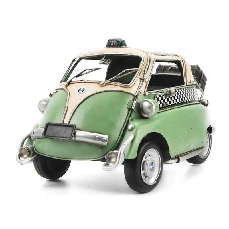 

Vintage Metal Car Model Iron Crafts Christmas Home Decor Model Car with Trailer 1:12