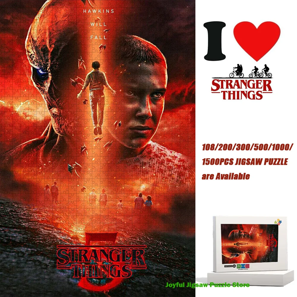 Stranger Things Jigsaw Puzzle Vecna & Eleven 108/200/300/500/1000/1500Pieces Jigsaw Hawkins Will Fall Puzzle Decompression Toy
