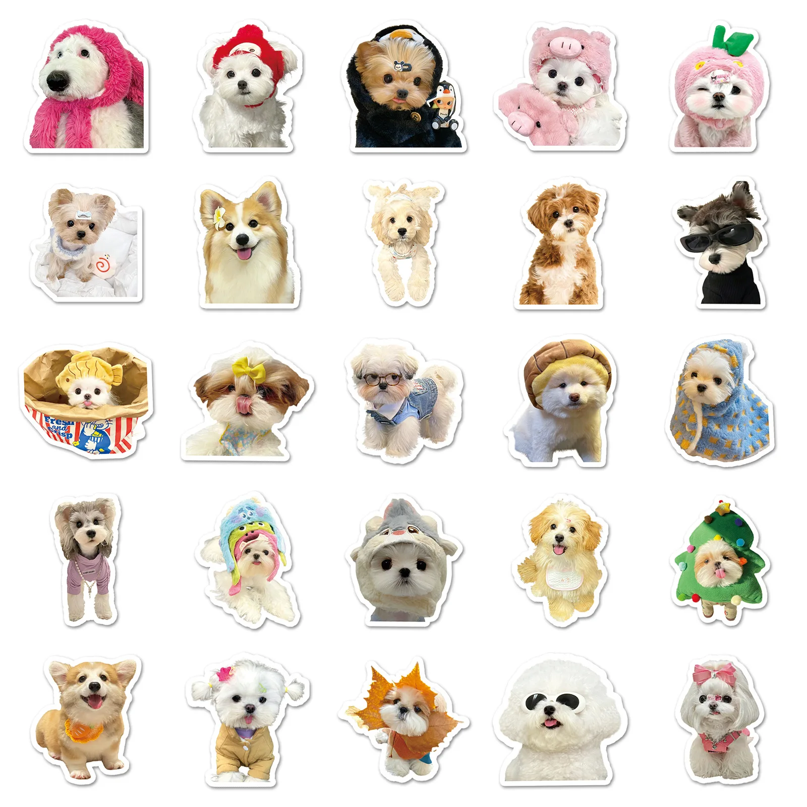 10/30/50PCS New Cute Pet Dog Stickers Cartoon Animal Graffiti Stationery Luggage Bottle Guitar Car Wall Sticker Toy Decoration