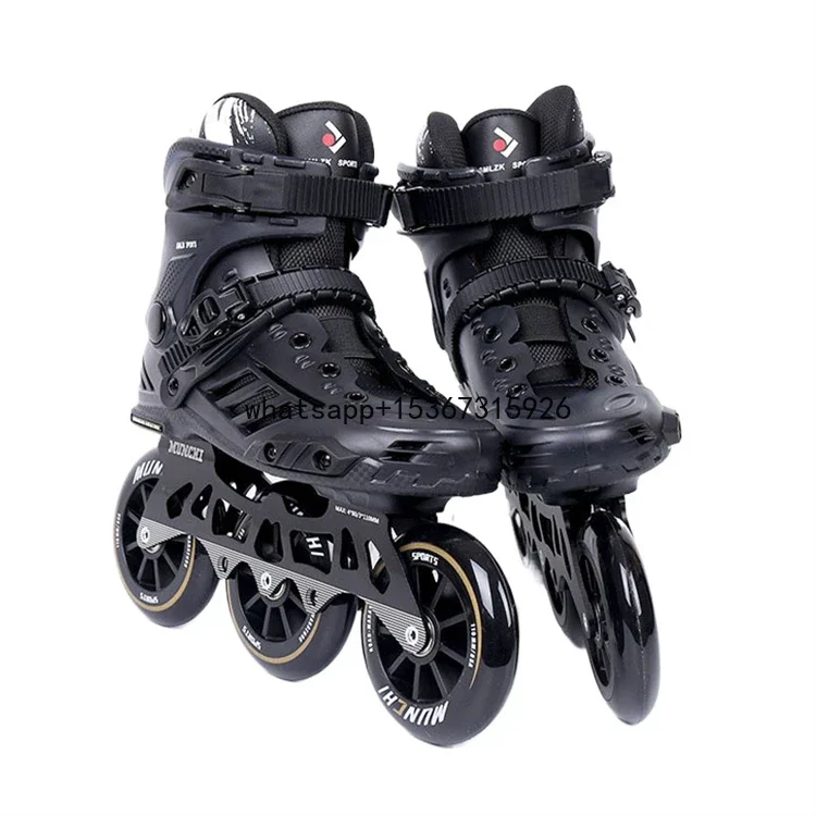 Factory Wholesale Adult Roller Shoes Skates Black Inline Skates 85A 110MM Wheels