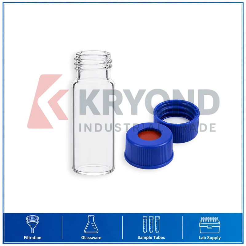 1.5ml 2ml Headspace Glass Vial Clear Screw Thread Liquid Chromatography Storage PTFE Silicone Cap Set Research Use Pack 100PCS