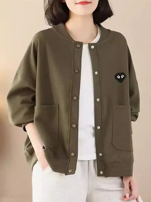 Fashionable Casual Lightweight Open Cardigan Sweatshirt Women's Medium Size Spring Autumn New Style Ladies Outerwear Coat