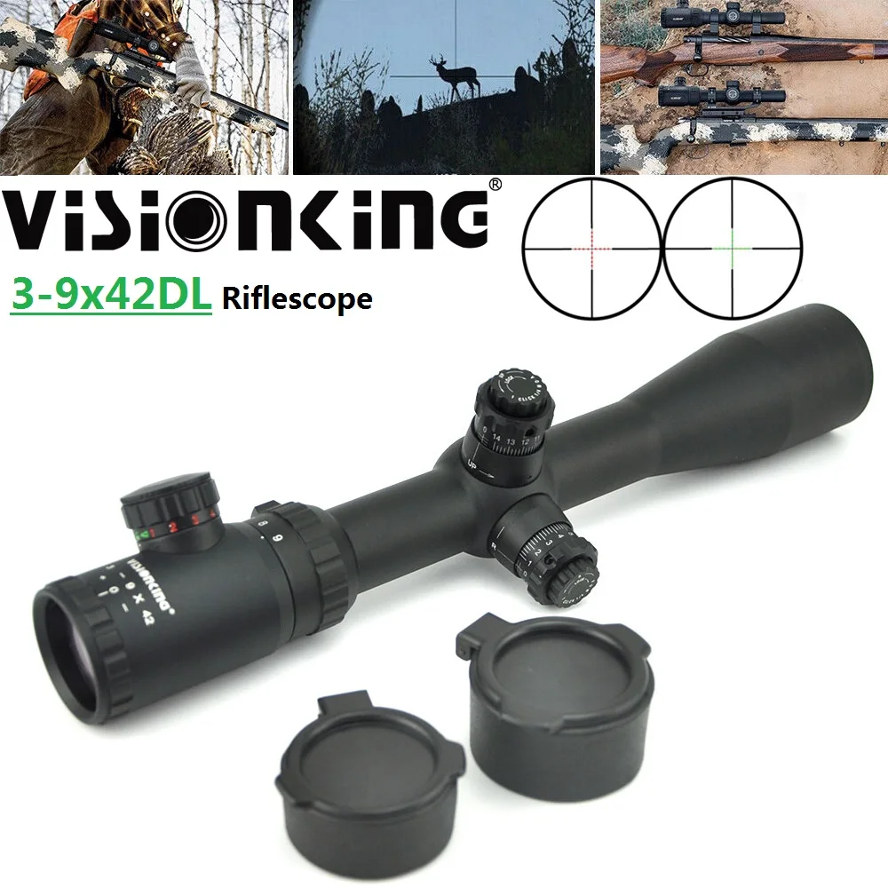 

Visionking 3-9x42 Mil-Dot Illumination Riflescope 30mm Tube High Shockresistance Wide Angle Optical Sight .308 30-06.223 Scope