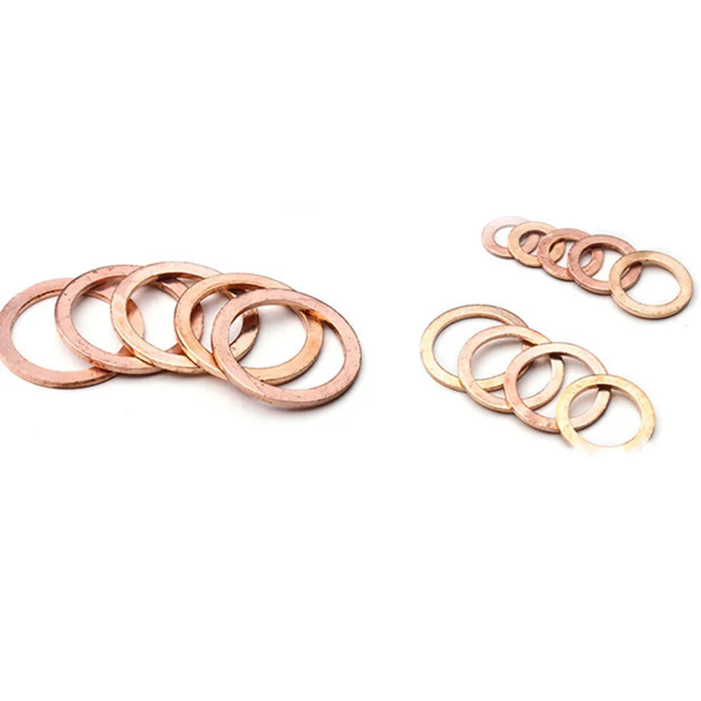 

80pcs Solid Copper Washers Assorted Copper Gasket Washers Sump Plug Sealing Ring Set with Case Assortment Kit Set
