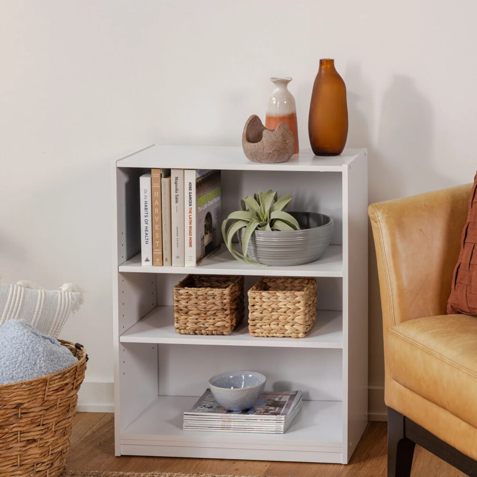 3-Shelf Bookcase with Adjustable Shelves, White United States