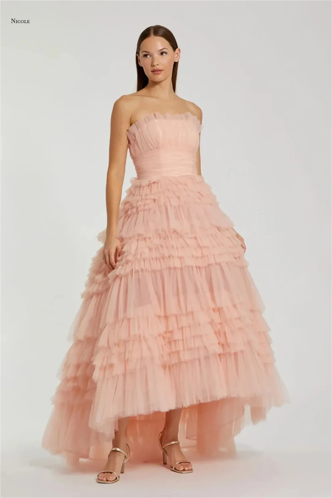 Nicole Eleganckie Sukienki na Bal Maturalny Luksusowa Suknia Wieczorowa 2025 Linia A Bez Ramiączek Eleganckie Sukienki Damskie na Specjalne Okazje Szyte na Miarę