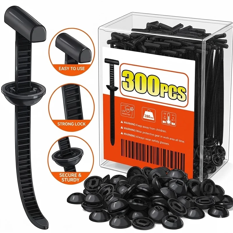 

Self-locking Nylon Cable Tie Buckle Heavy Duty Zip Ties with Pin Button Universal Zip Ties Tool Car Daily Repair Fastening Strap