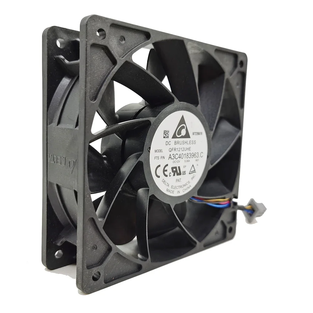 Delta QFR1212UHE, A3C40183963 Ventilateur de refroidissement C DC 12V 5.00A 12CM, 120x120x38mm, Ant S7 S9 Shenma L3 COOER