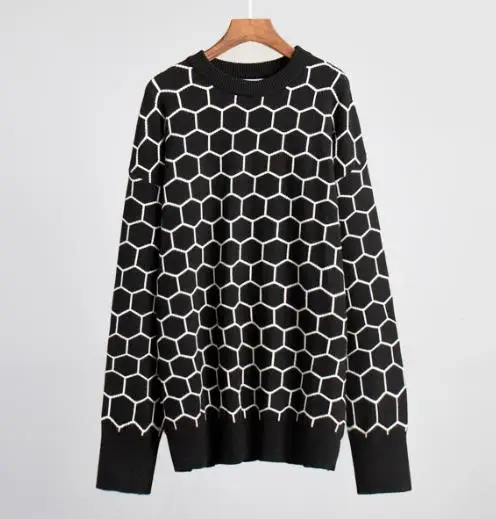 

Women's Sweater 2025 Autumn and Winter New Loose and Versatile Plaid Pullover Round Neck Sweater Round Neck Honey Sweater