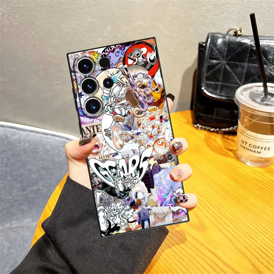 One Piece Cute Gear 5 Luffy Case for Samsung Galaxy Note S8 8 10 Plus S9 9 20 Ultra S10 Black Soft Phone Cover