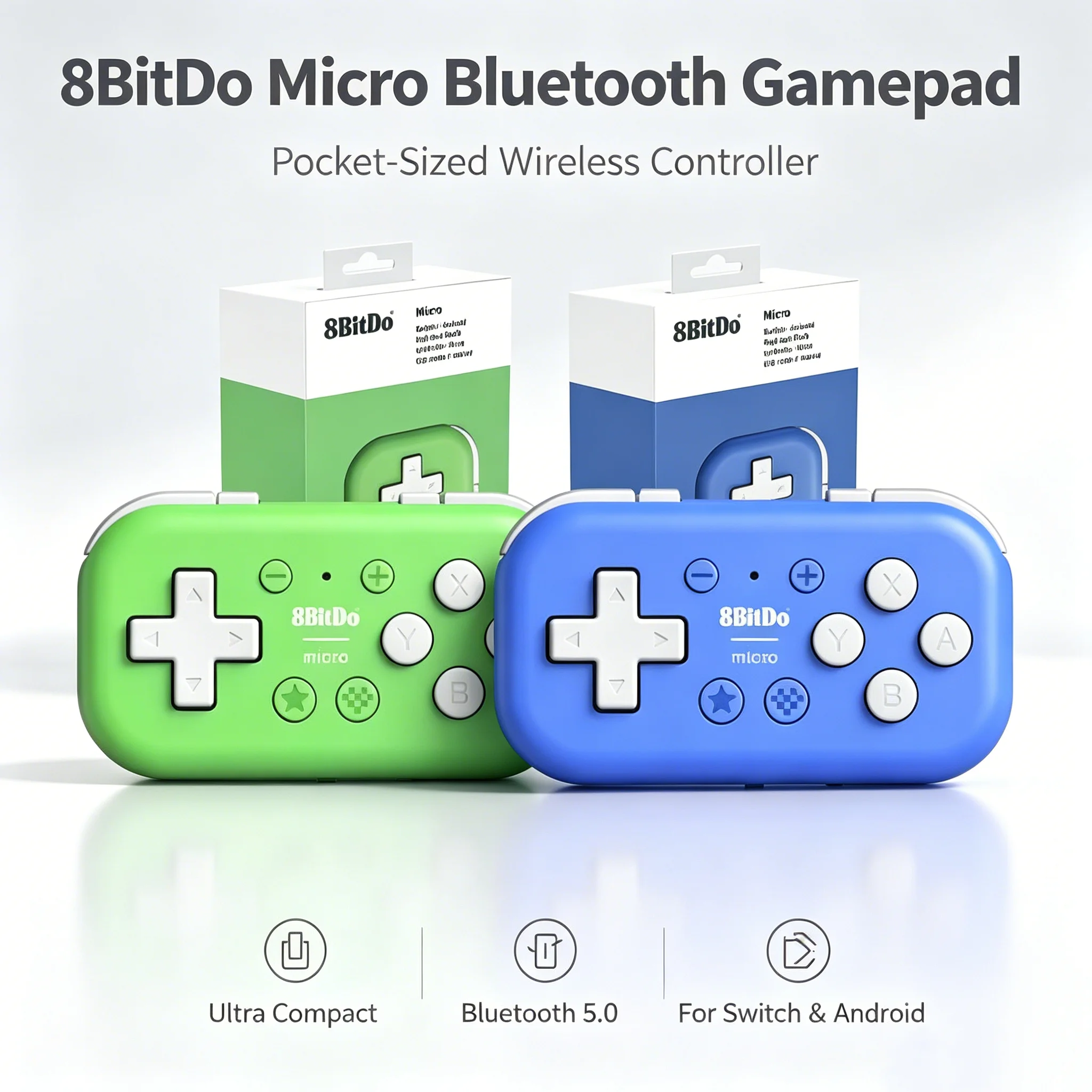 8Bitdo Micro Bluetooth Mini Gamepad Pocket-sized Mini Game Controller for Nitendo Switch 1/2 iOS Android Pocket Small Controller
