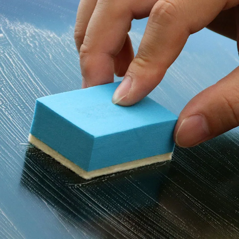 Car Cleaning Sponge Car Glass Oil Film Cleaning Wipe Wax Polish Pad Degreasing Film Shellac Cleaning Wool Felt Tools Accessories