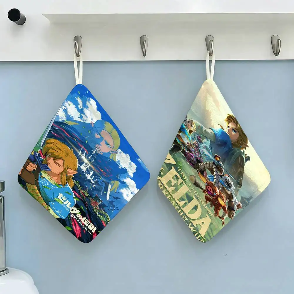 Anime L-Legend Video Game Z-Zeldas Polyester Cotton Hanging Kitchen Towel, Soft Hand Wiping Towel, Reusable for Kitchen Bathroom