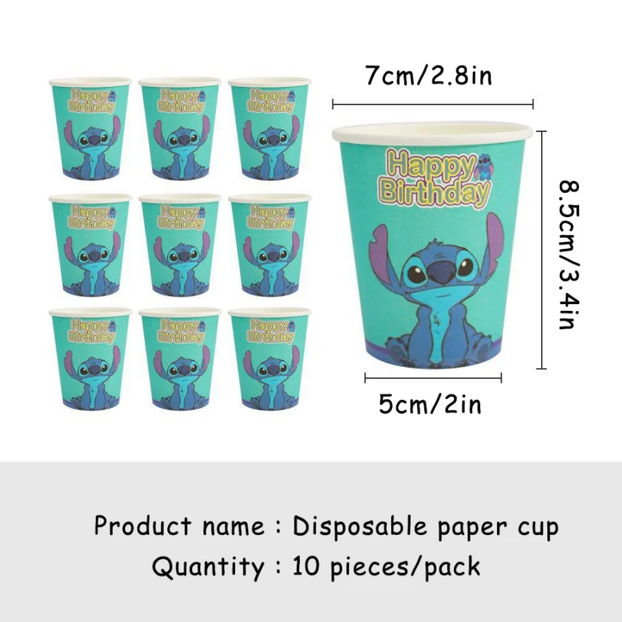 Anime Lilo & Stitch Stitch-thema blauwe feestbenodigdheden, decoratiebanners, cadeauzakjes, wegwerp papieren bekers, borden, tissues