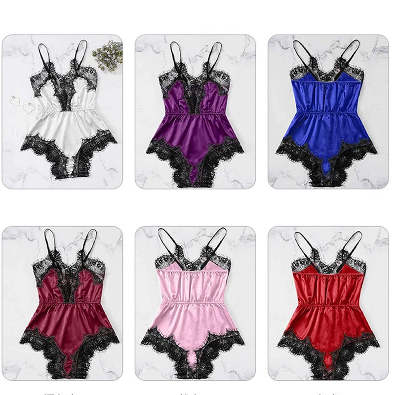 5 Styles Lingerie Sexy Bra Set Women\'s Sleepwear Sleeveless Strap Lace Trim Satin Cami Tops Pajama Sets Bras Women Brief Sets