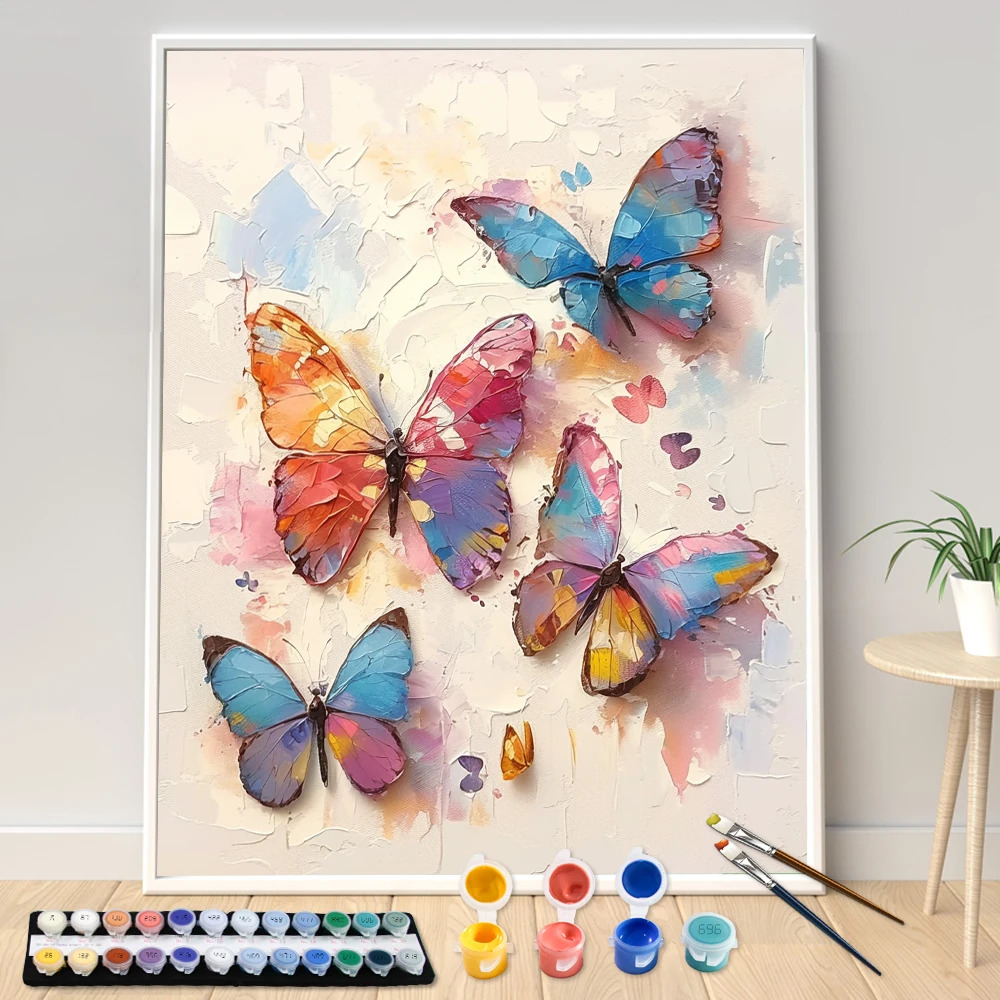 Painting By Numbers Hand Color Butterfly Animals Adult  Kit  DIY Paint Canva Artwork Canva Art Gift Home Decorate