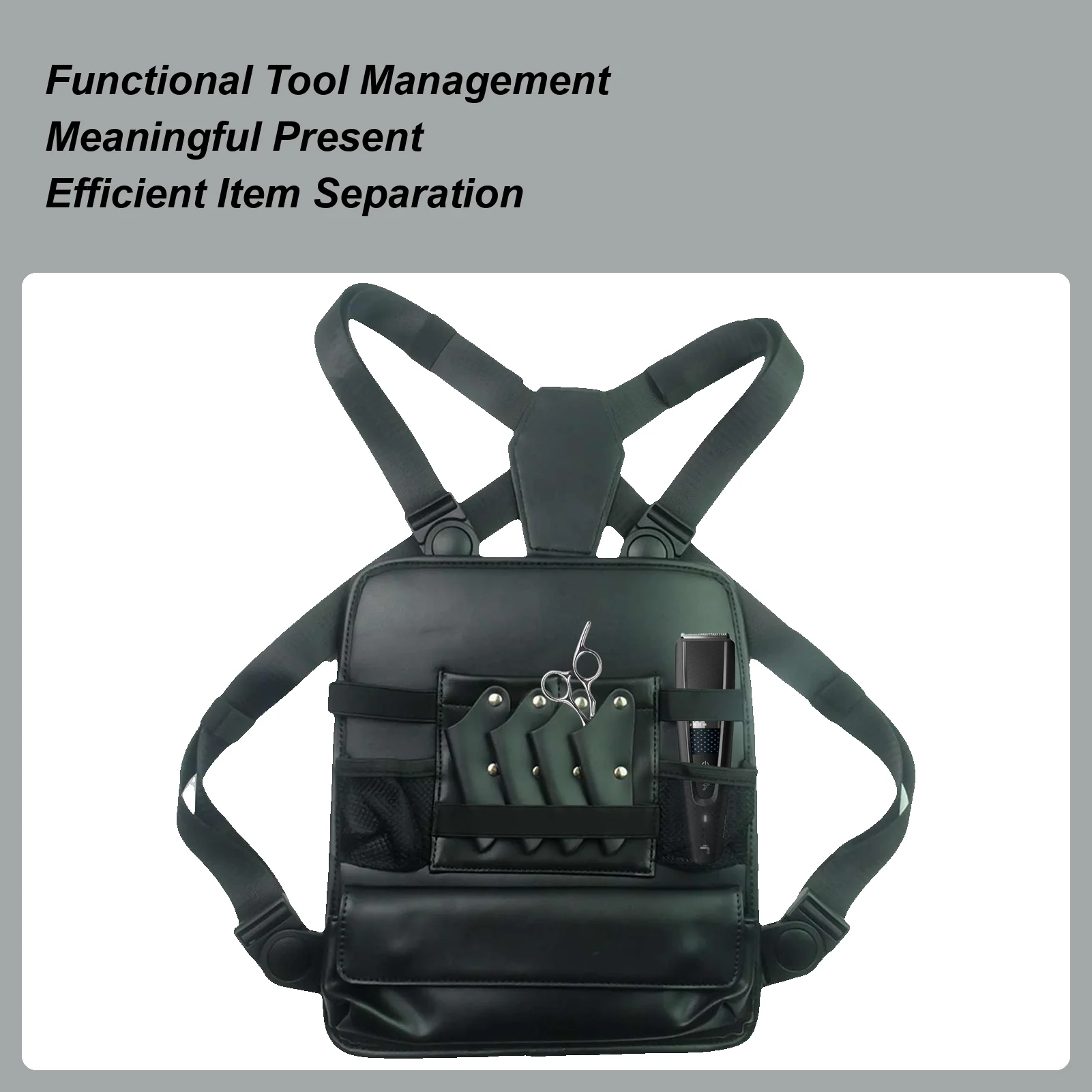Clipper Bag PU Leather Backpack Chest Haircut Accessories Organizer Bag for Scissor Comb Storage Grooming Haircut Shop