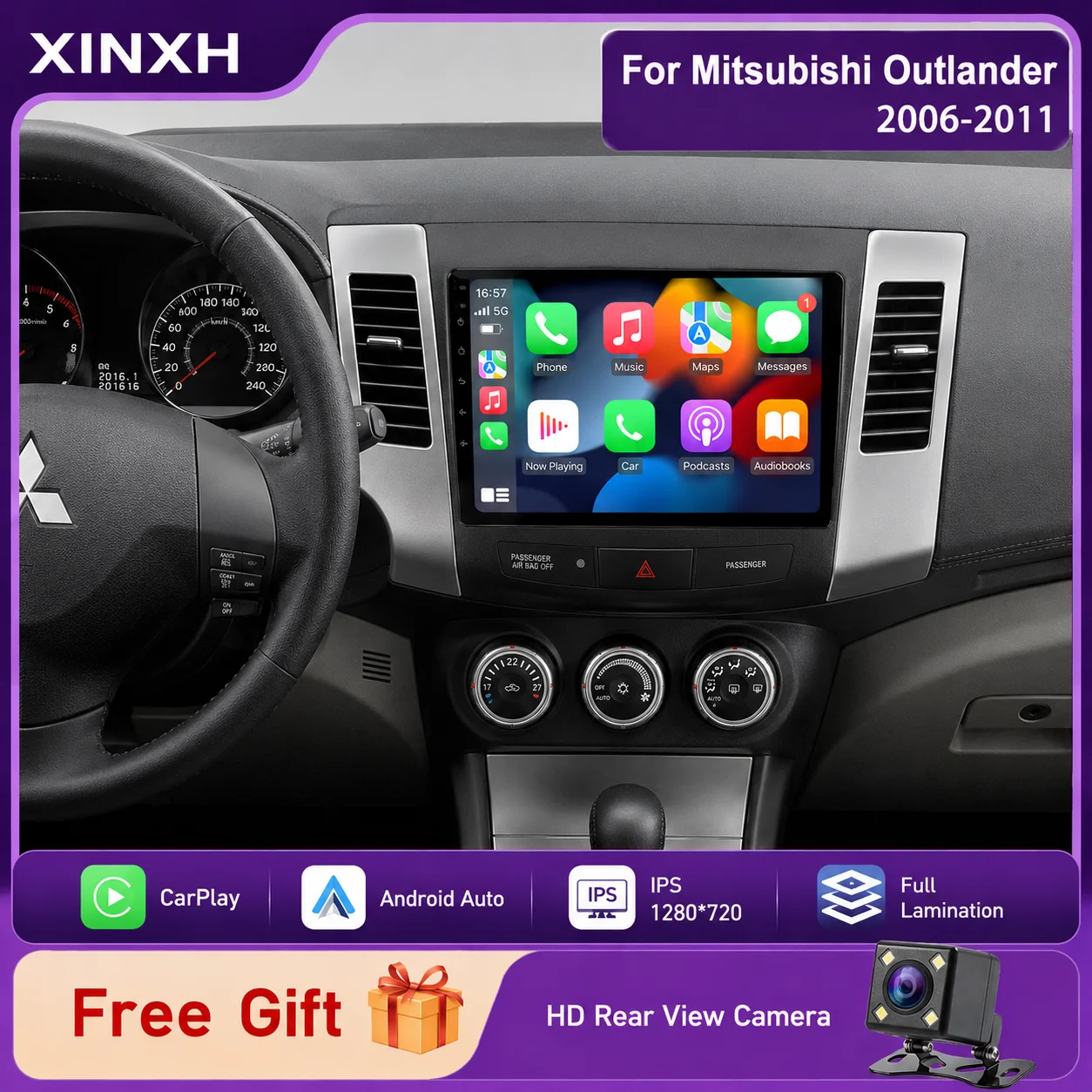 Wireless CarPlay Android Auto Car Radio for Mitsubishi Outlander XL 2 2005-2011 9