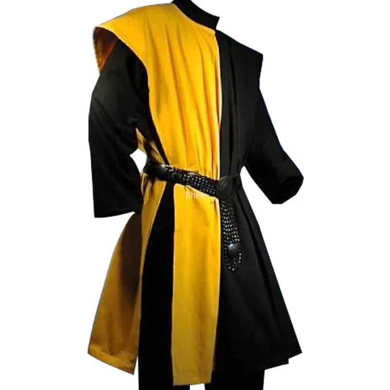 Mens Medieval Larp Warriors Knight Costume Cosplay Tunic Vest Gown Shirt Tops Sleeveless Tabard Coat Surcoat For Adult Plus Size