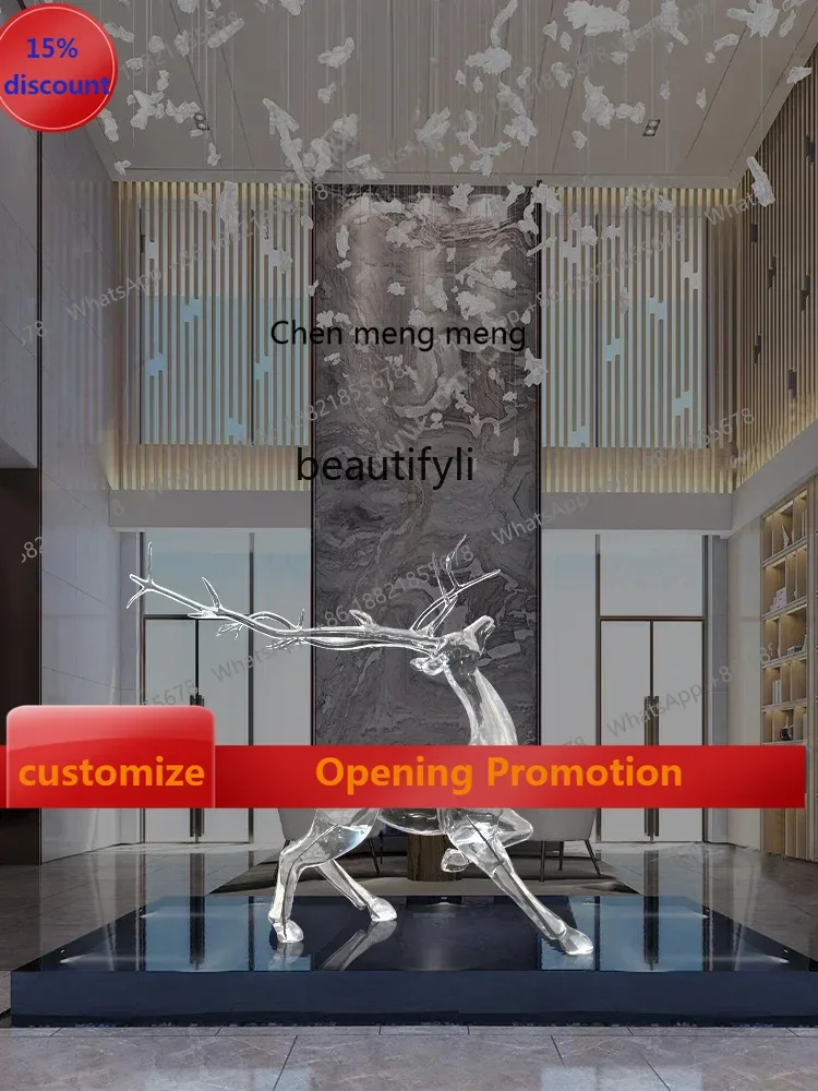 cn8617 ssShopping Mall Building Sales Office Sika Deer Modern Abstract Decorative Artwork Fortune Deer Transparent Ornaments Scu