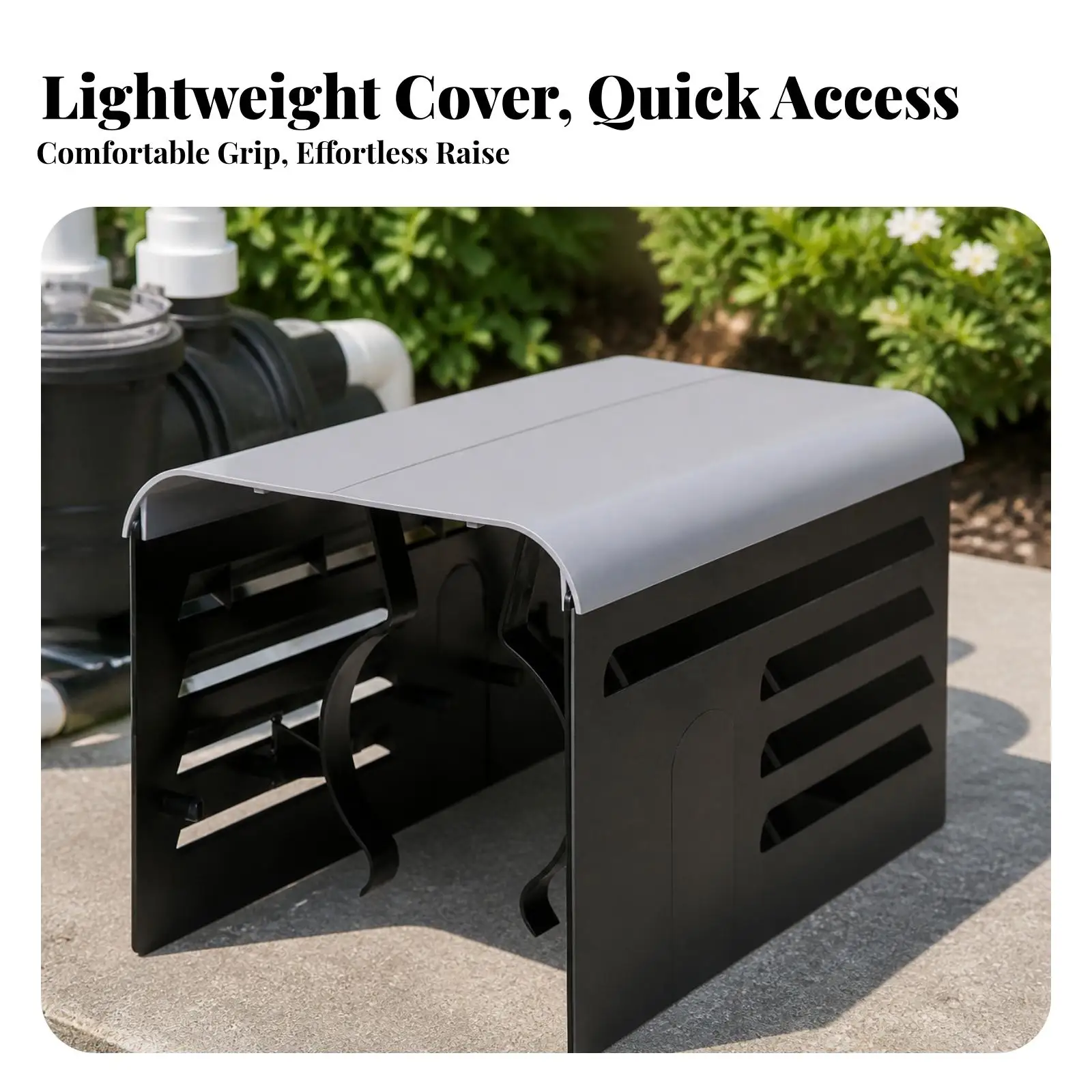 Ventilated Pool Pump Cover with Adjustable Brackets for Weather Protection