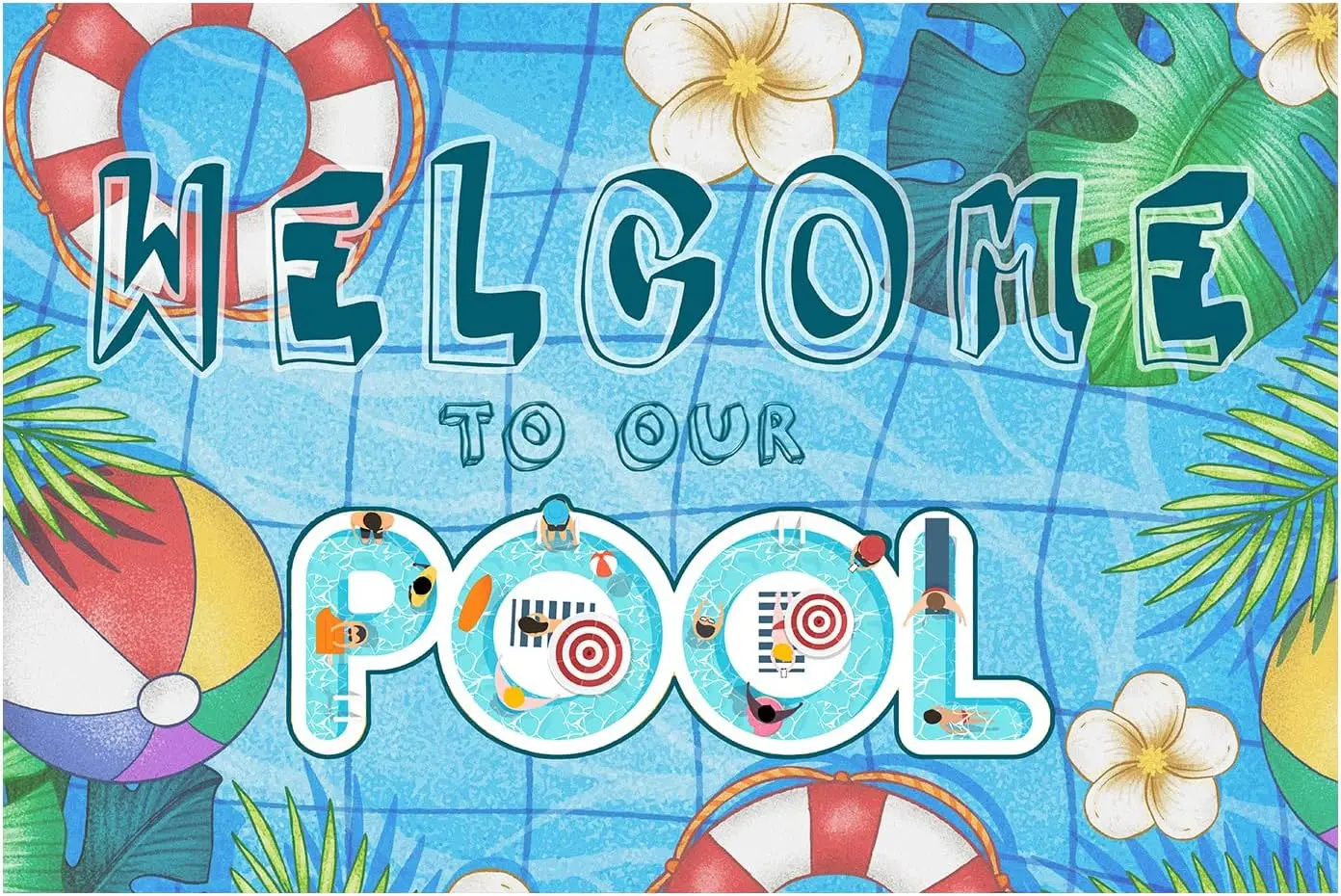 Welcome to Our Pool Metal Sign, Metal Tin Sign Pool Decorations, Perfect for Beach, Home, Bar, Pool Deck, and Backyard Walls, 4