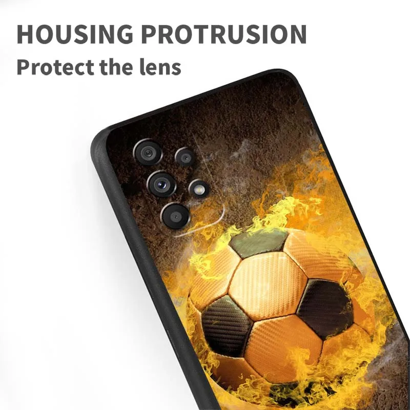 كرة القدم كرة السلة نمط لسامسونج A41 A35 A34 A33 A32 A25 A24 A23 A21s A06 A05 A04 A03 نوت 10 20 الترا 5G غطاء أسود