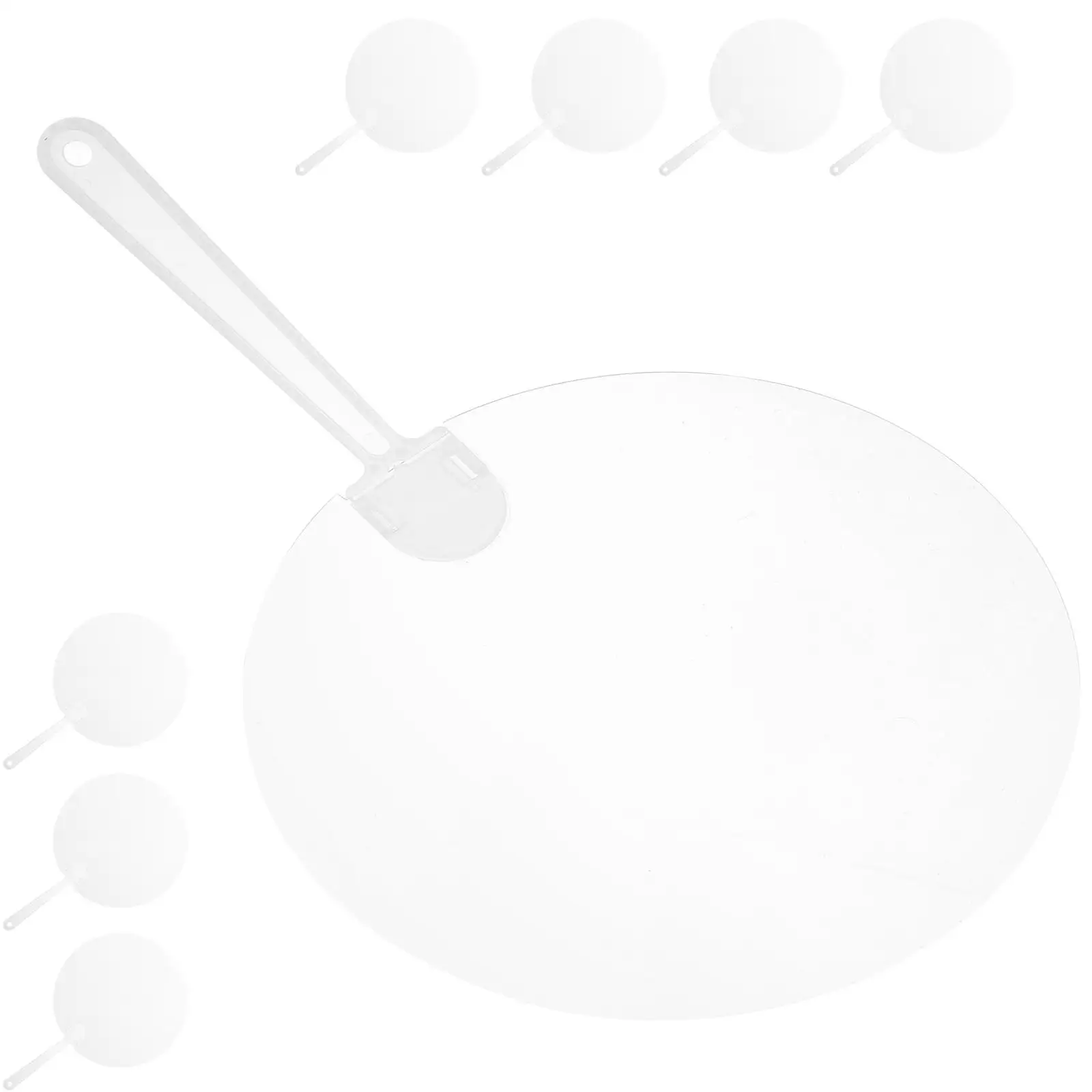 

8pcs Blank Round Fans Transparent Kids Painting PVC Material Lightweight Graffiti Handheld Home Supplies