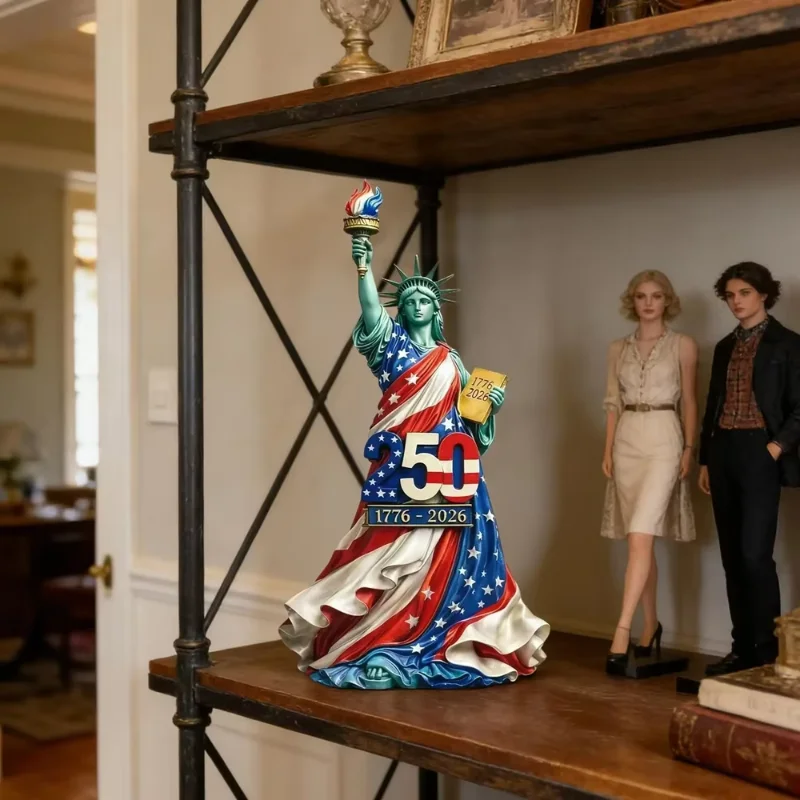 America 250 Statue of Liberty Flag Draped Resin Statue - Image 4