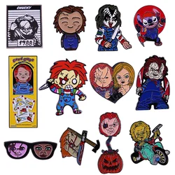 Child's Play Chucky CHILD KILLER Enamel Pin Horror Movie Evil Doll Brooch Halloween Night Jewelry