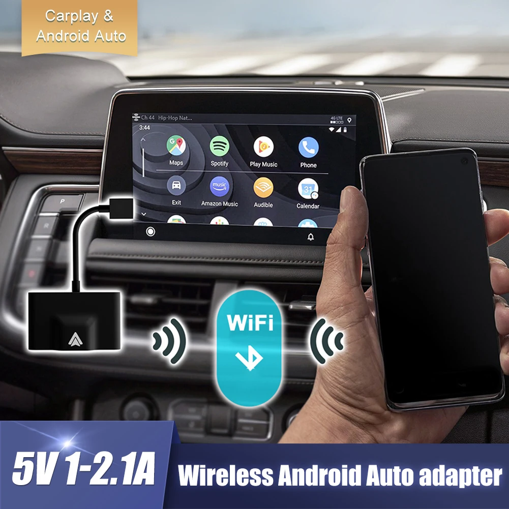 Android Auto Wireless Adapter Plug and Play Wired to Wireless Adapter for Android Auto 2.4G&5G WiFi Auto Pairing OTA Upgrade