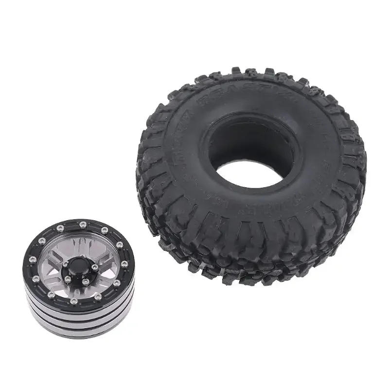 Pneus en caoutchouc et jantes en métal Beadlock pour 1:10 RC Rock inoler car Axial SCX10 108 TRX-4 S289 4 pièces 120mm/1.9mm 90046 pouces