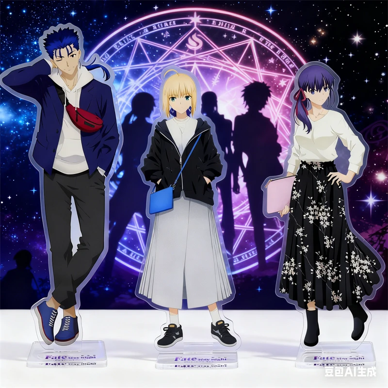 Sakura Matou/Saber/Lancer Acrylic Figure Stand Cosplay Ornament Anime Fate Stay Night Heavens Feel Peripheral Gifts