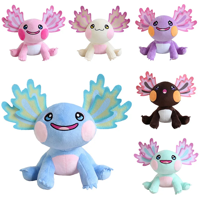 Juguetes de peluche Kawaii Axolotl para niños, Linda Animal de peluche de salamandra, muñeca de Anime colorida azul y rosa, regalo de Navidad y cumpleaños, 25cm