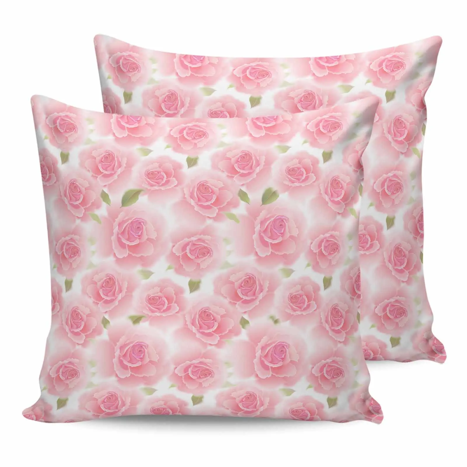 2/4 Pcs Pink Flower Roses Texture Waterproof Pillowcase Office Sofa Throw Pillow Case Car Cushion Cover Home Decor