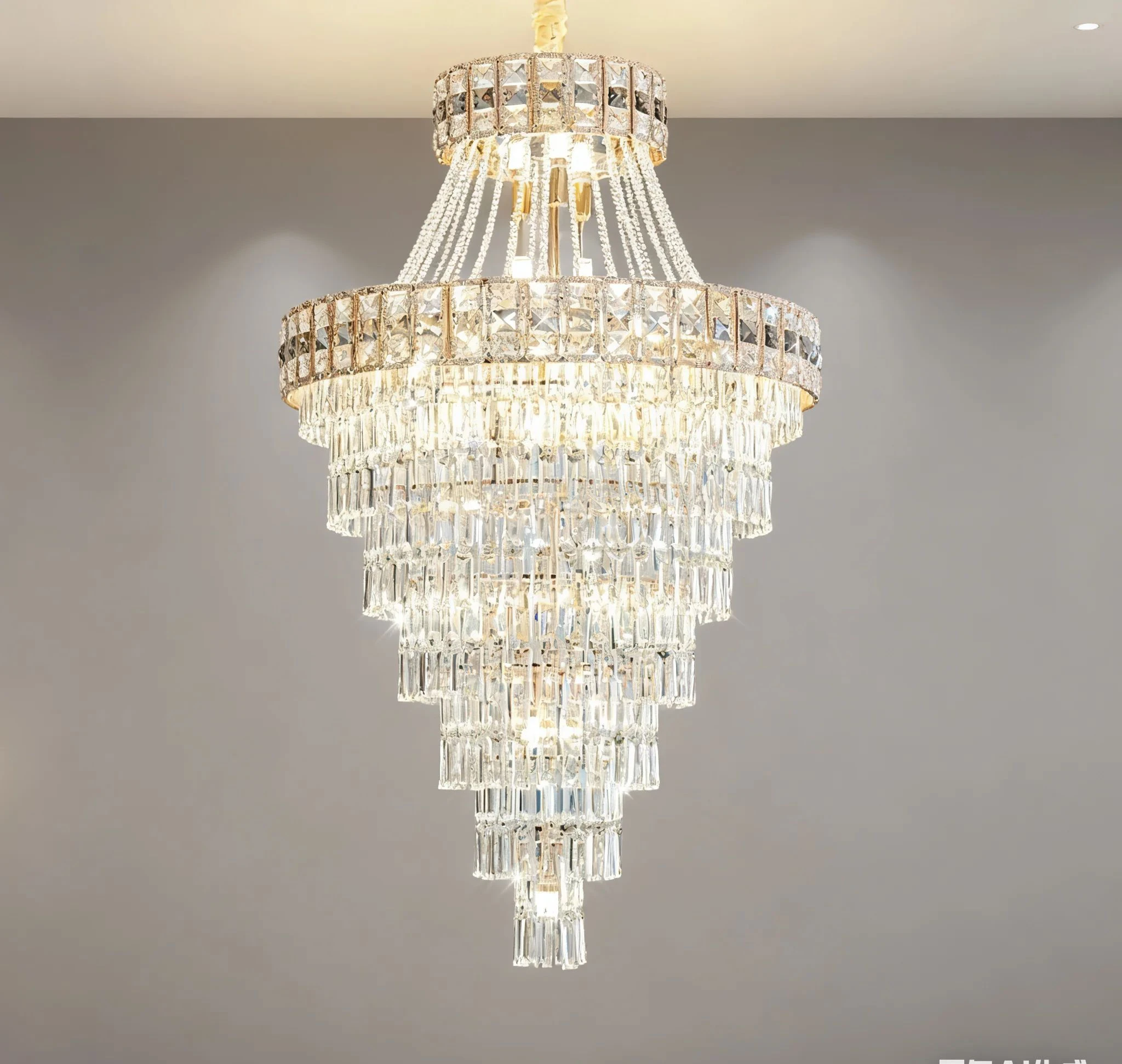 

French Duplex Staircase Crystal Chandelier Luxury Pendant Light for Living Room Villa Lobby Jump Floor Decor