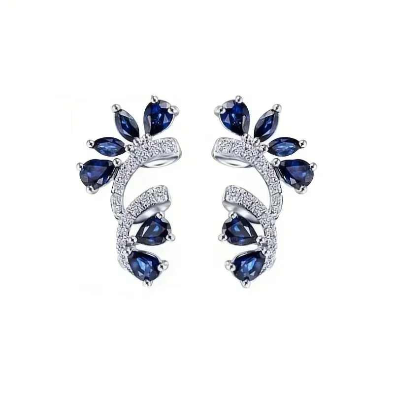 Blue Crystal Flower Earrings — product information 2