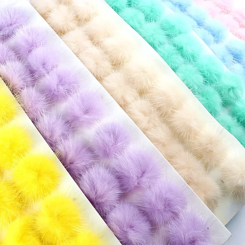 Real Mink Fur Pompoms 25mm 30mm 40mm Pom Poms Balls Natural Fur Pompon for Hats Bags Scarves Accessories