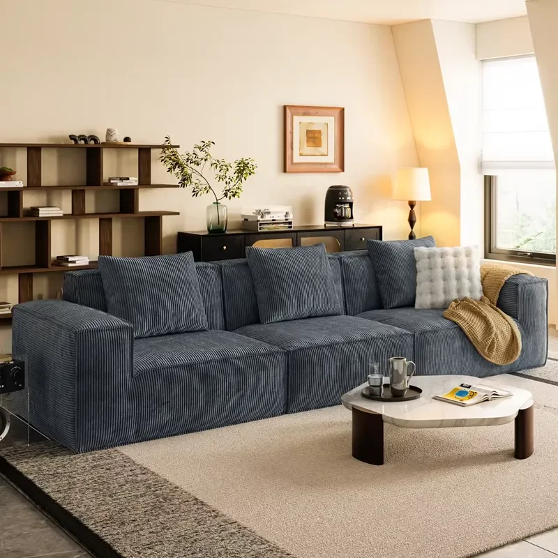 Three Person Modular Vacuum Compression Sofa Set Boneless Living Room Furniture Canape