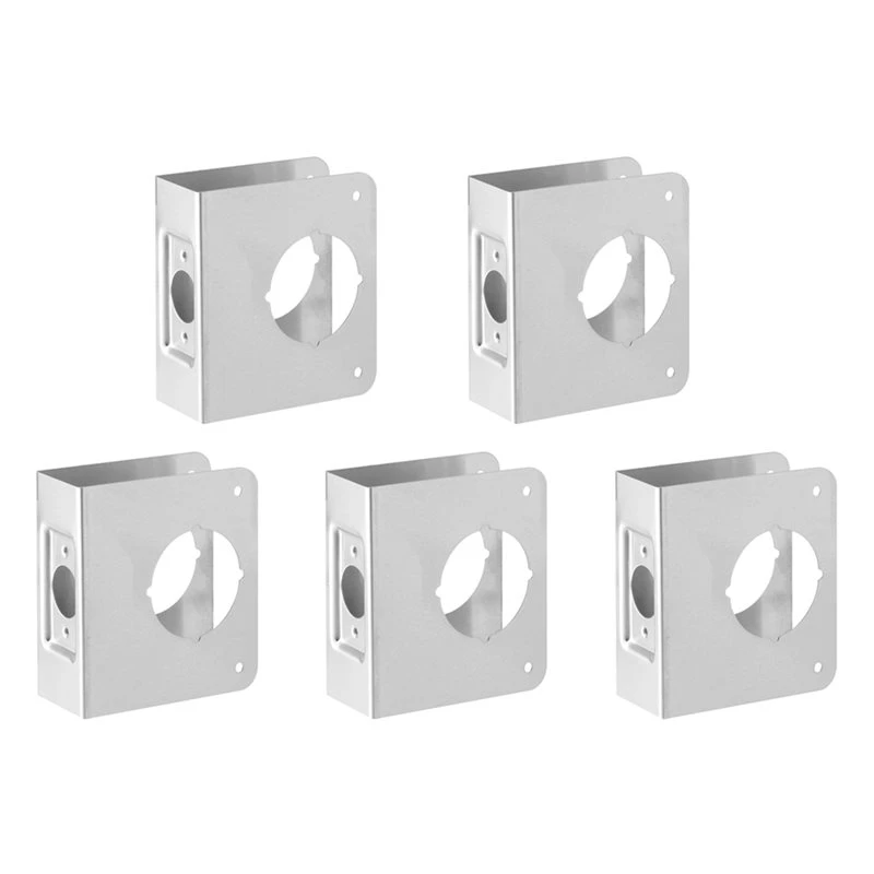 ABJF-5X New Locking Door Reinforcement Plate 2-1/8 Inch Single Hole 2-3/8 Inch Back Plate Hole Door Reinforcement Repair Home